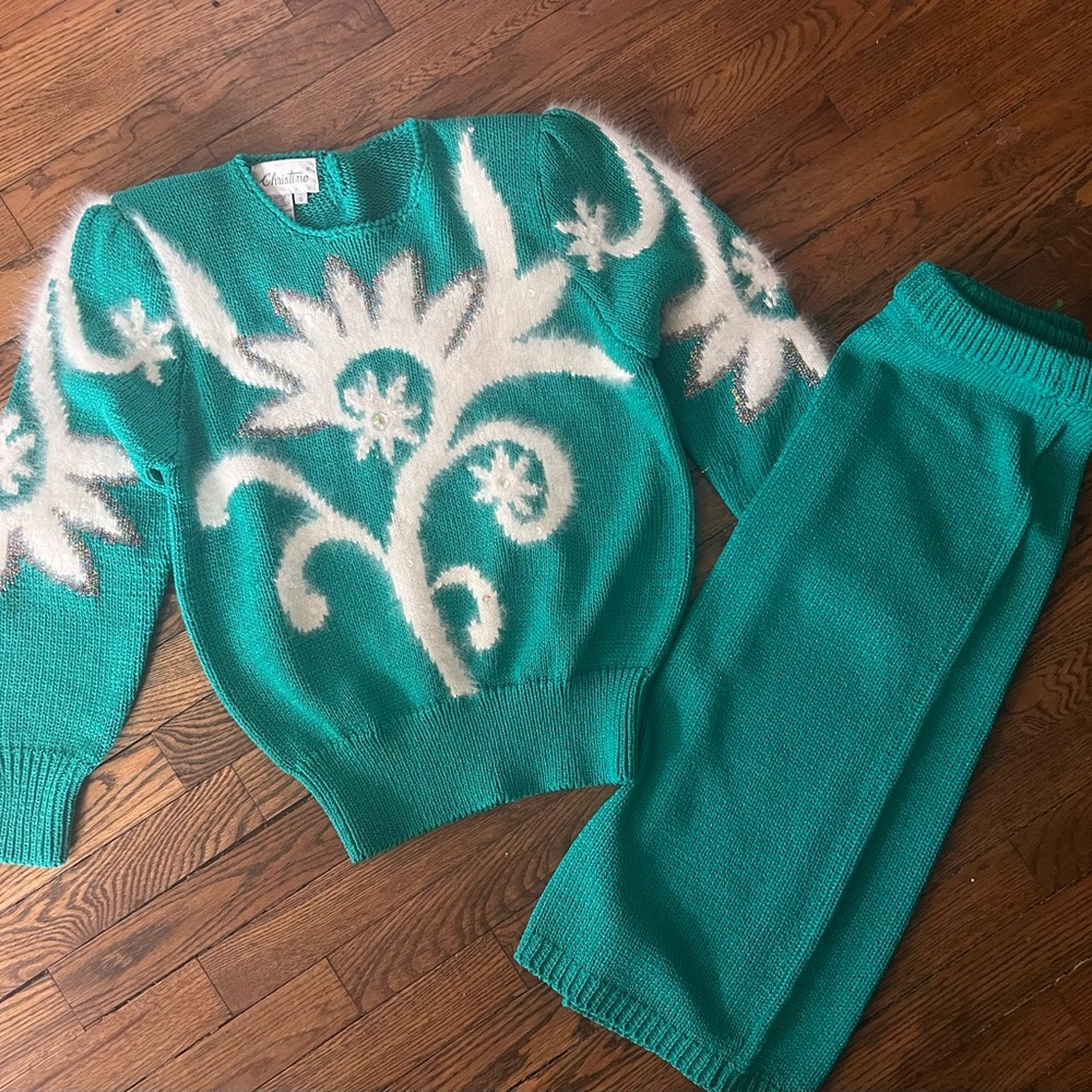 Vintage Christine Angora Sweater Set..in excellent condition.. ladies size small